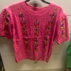 NWT Bibi Fuschia embroidered top - XL